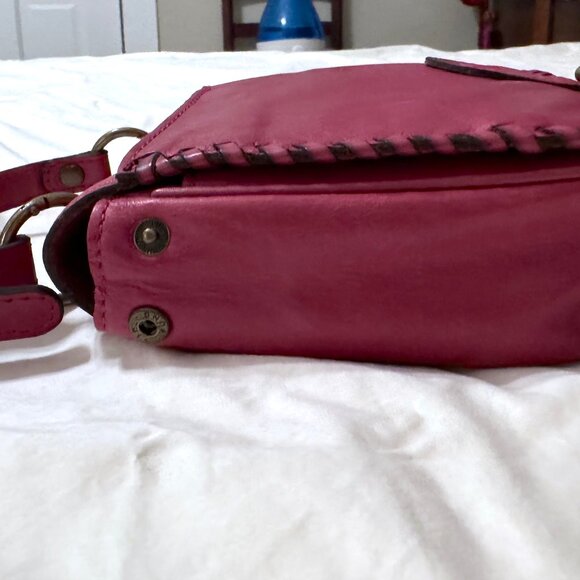 PATRICIA NASH - Karisa Raspberry Dark Pink Leather Flap Crossbody Purse - Picture 4 of 12
